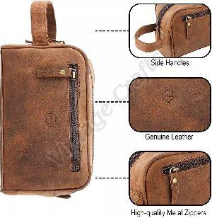 Leather Shaving Kit Bag