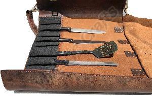 Genuine Buffalo Leather Knife Roll Set