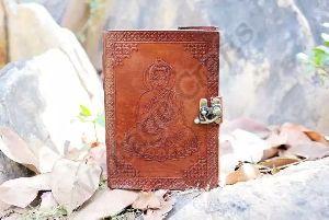 Leather Bound Journal Diary with Antique Vintage Lock Key