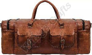 Leather Double Pocket Duffle Bag