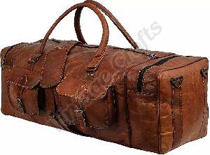 Leather Double Pocket Duffle Bag