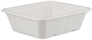 1000 Pieces Biodegradable Hinged 25 Oz (750 Ml) Rectangular Container Base Only - Natural Disposable