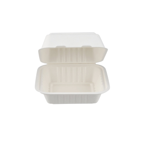 500 Pieces Biodegradable Square 6 Inch Burger Box - Natural Disposable