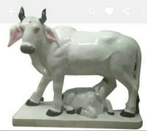 Marble Cow & Calf Satue