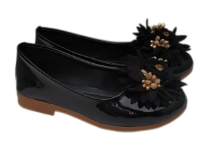 Kids Black Round Toe Belly Shoes