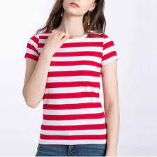 H/S - 110 Ladies Round Neck Stripe T-shirt