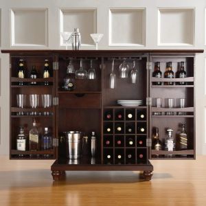 Solid Wood Mini Bar Cabinet