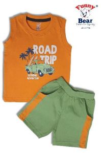 Funny Bear t shirt and shorts set for baby boy