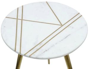 White marble with Brass inlay table top