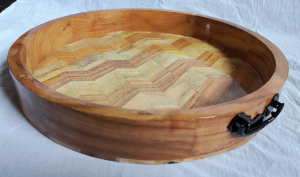 16x16x2 Round Wooden Serving Tray