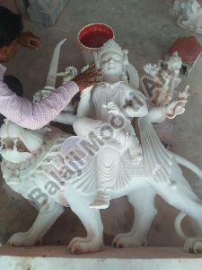 5 Feet White Marble Durga Maa Statue