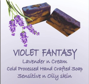 Violet Fantasy - Cold Processed Lavender and Cream Soap