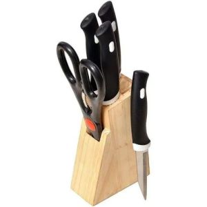 Knife Set with Wooden Block and Scissors