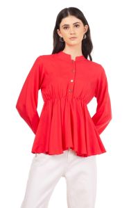 Ladies Red Peplum Top