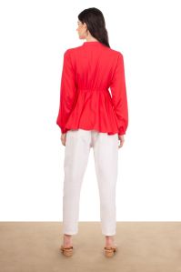 Ladies Red Peplum Top