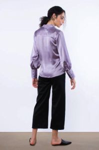Ladies Purple Satin Shirt