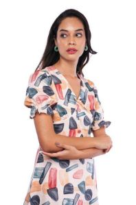 Ladies Abstract Midi Dress