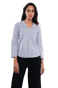 Ladies Black Striped Top