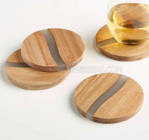 Wood and Resin Coaster Set