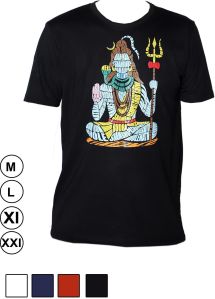 Shiva Printed Black Cotton T Shirt