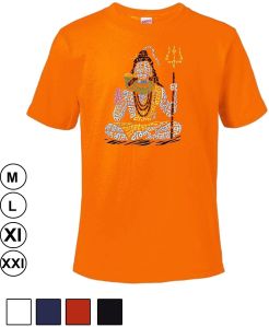 Shiva Printed Orange Cotton T Shirt