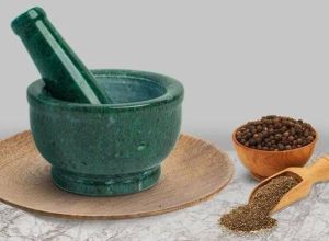 Green marble Mortar and pestle