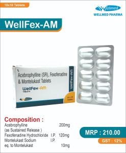 Acebrophylline 200 mg, Fexofenadine 120 mg Montelukast 10 mg