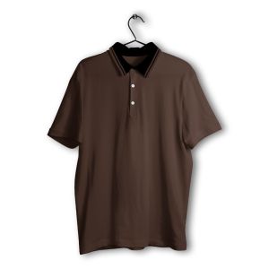 Mens Brown Cotton Polo T-Shirt