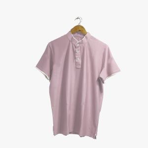 Mens Pink Tencel Chinese Collar T-Shirt