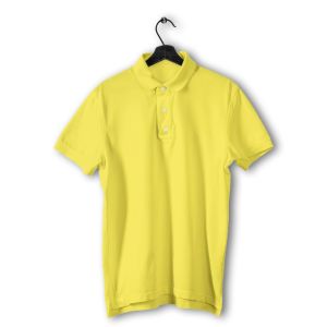 Mens Yellow Pique Cotton Collar T-Shirt