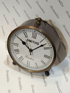 Nautical Brass Handmade Table Clock with a Hanger Ring- Alvi and Co