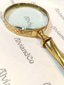 Nautical Flower Engraved Brass Handle Magnifying Glass
