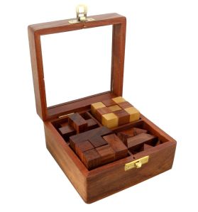 4 in 1 Handmade Wooden Puzzle Box Set