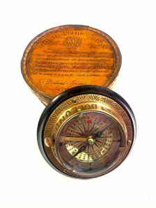 Alvi And Co. Handmade Brass Engraved Desk Table Top Gimbal Compass