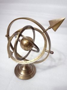 Handmade Antique-Looking Armillary with Brass Base - A Stunning Nautical Showcase Piece