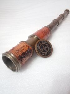 nautical floral embossed brass telescope