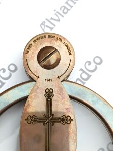 Antique Engraved Cross Brass Magnifying Glass
