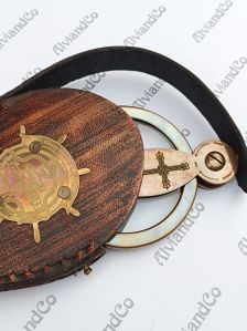 Antique Engraved Cross Brass Magnifying Glass