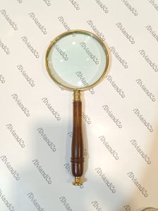 Nautical Brass Magnifying Glass with Wooden Handle
