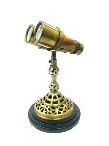 Alvi and Co Antique Look Brass Binocular with a Beautiful Wooden Brass Base