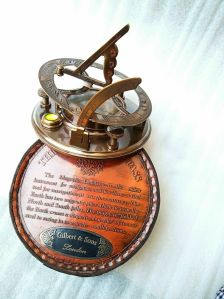 Alvi and Co Nautical Brass Sundial Compass with Leather Box