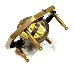 Alvi and Co. Handmade Brass Engraved Desk Table Top Gimbal Compass - A Timeless Nautical Masterpiece