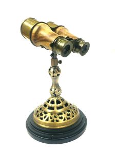 Alvi and Co Antique Look Brass Binocular with a Beautiful Wooden Brass Base