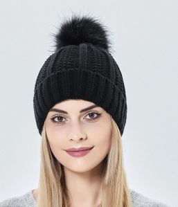 Fashion Women Winter Soft Warm Snow Proof Pom Cap for Women Woolen Beanie Cap