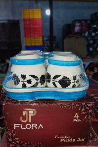 JP Flora Hand Painted 4 Pcs Pickle Jar