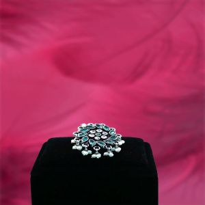Medium Sized Pearl Drop Silver Ring