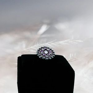 Oval Shaped Intricate Cocktail Silver Ring