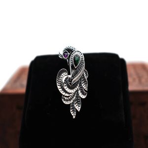 Peacock Designed Silver Ring