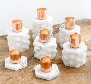 Copper and Marble Taper Candle Holders