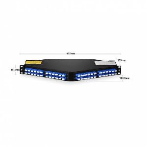 96 Fiber 1U Angled High Density Odf Patch Panel Loaded With 8 Nos Sm Os2 12 Fiber Mpo Lc Breakout